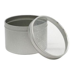 Seamless 250ml Silver Tin with Clear Lid