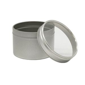 Seamless 100ml Silver Tin with Clear Lid