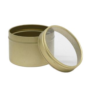 Seamless 100ml Gold Tin with Clear Lid