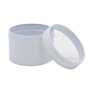 Seamless 100ml White Tin with Clear Lid